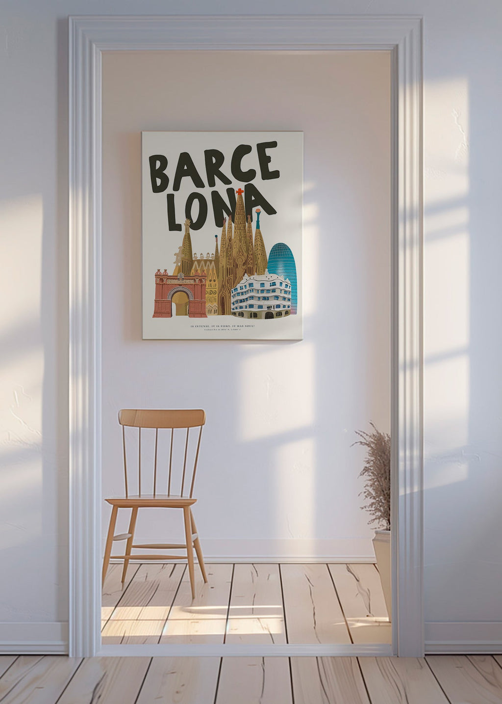 Cuadro de ciudades Barcelona ilustrada y tipográfica – Canvas