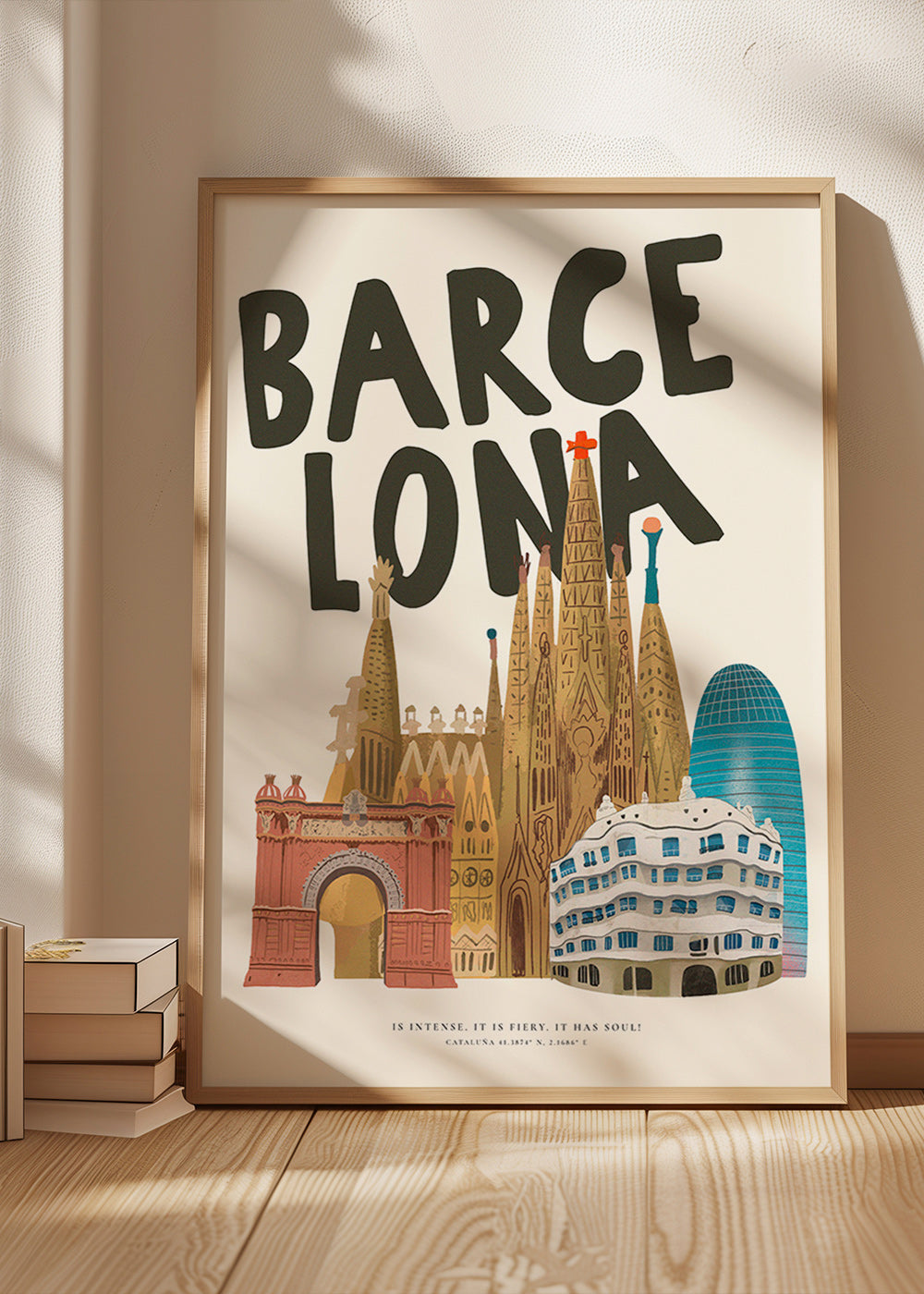 Cuadro de ciudades Barcelona ilustrada y tipográfica – Product1