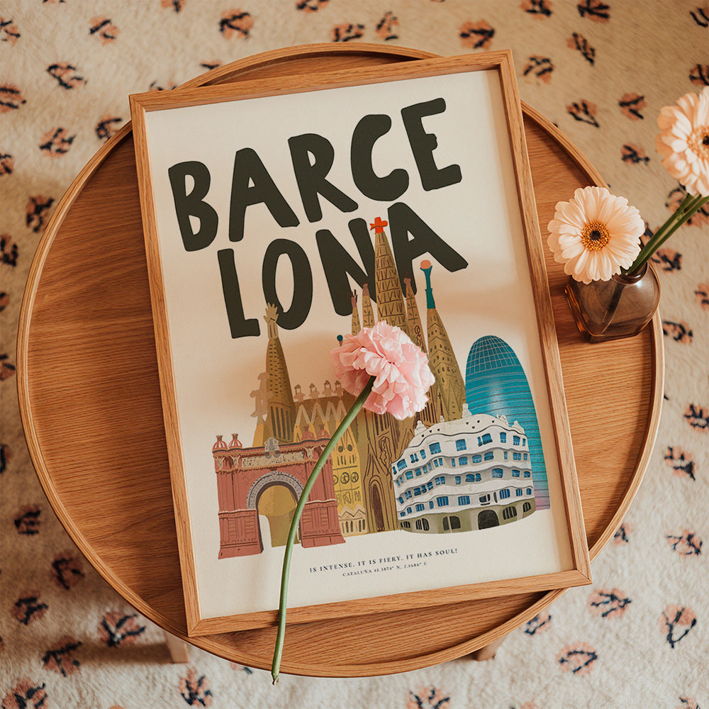 Cuadro de ciudades Barcelona ilustrada y tipográfica – Product2