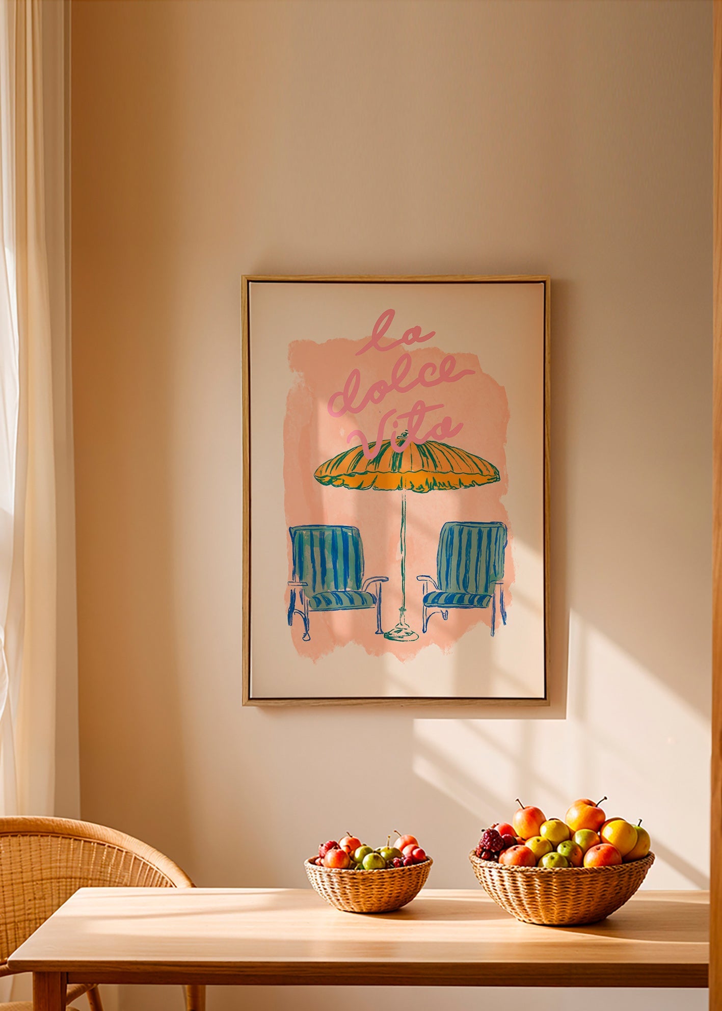 Ilustración La Dolce Vita con sombrilla y sillas – Canvas2