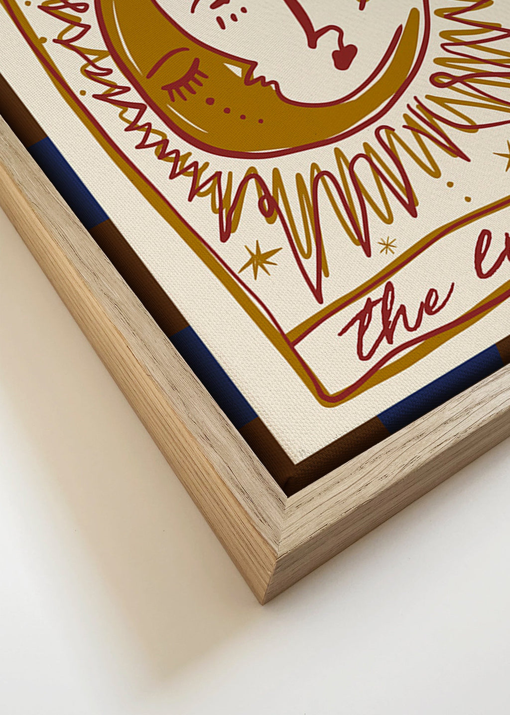 Ilustración tarot 'The Lovers' con sol y luna – Canvas detail
