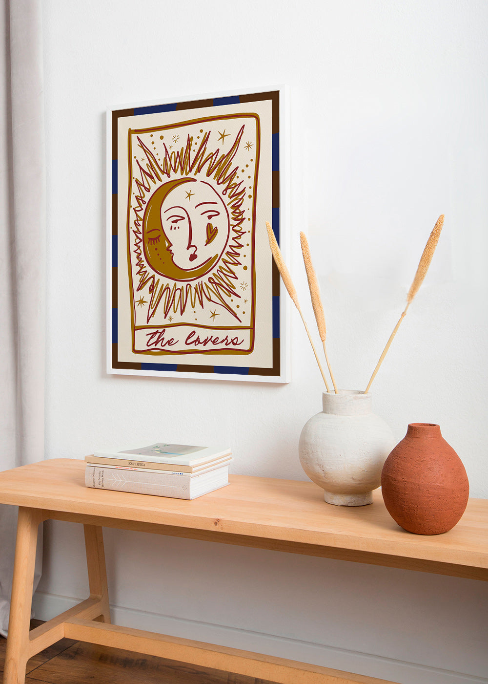 Ilustración tarot 'The Lovers' con sol y luna – Product2