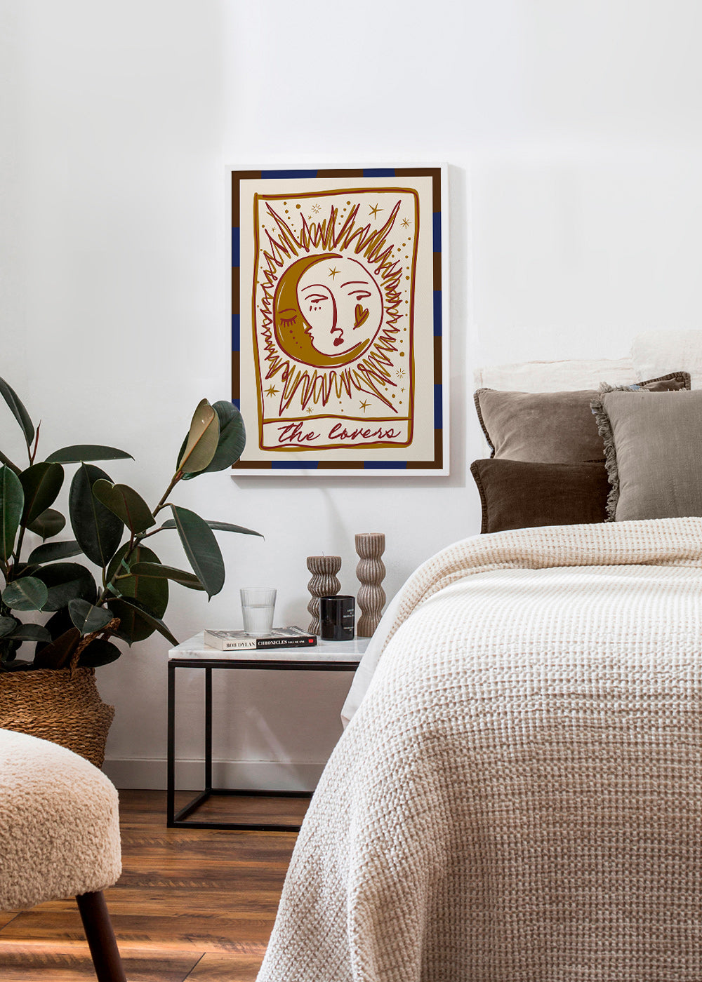 Ilustración tarot 'The Lovers' con sol y luna – Product3