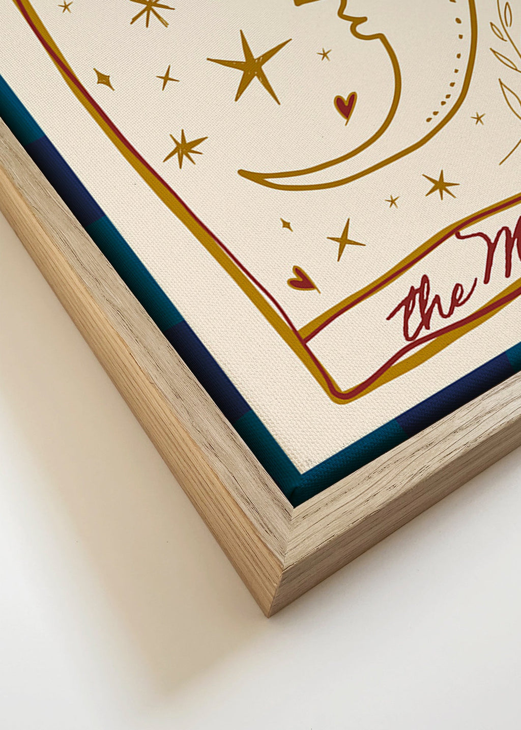 Ilustración lunar con rostro y estrellas – Canvas detail