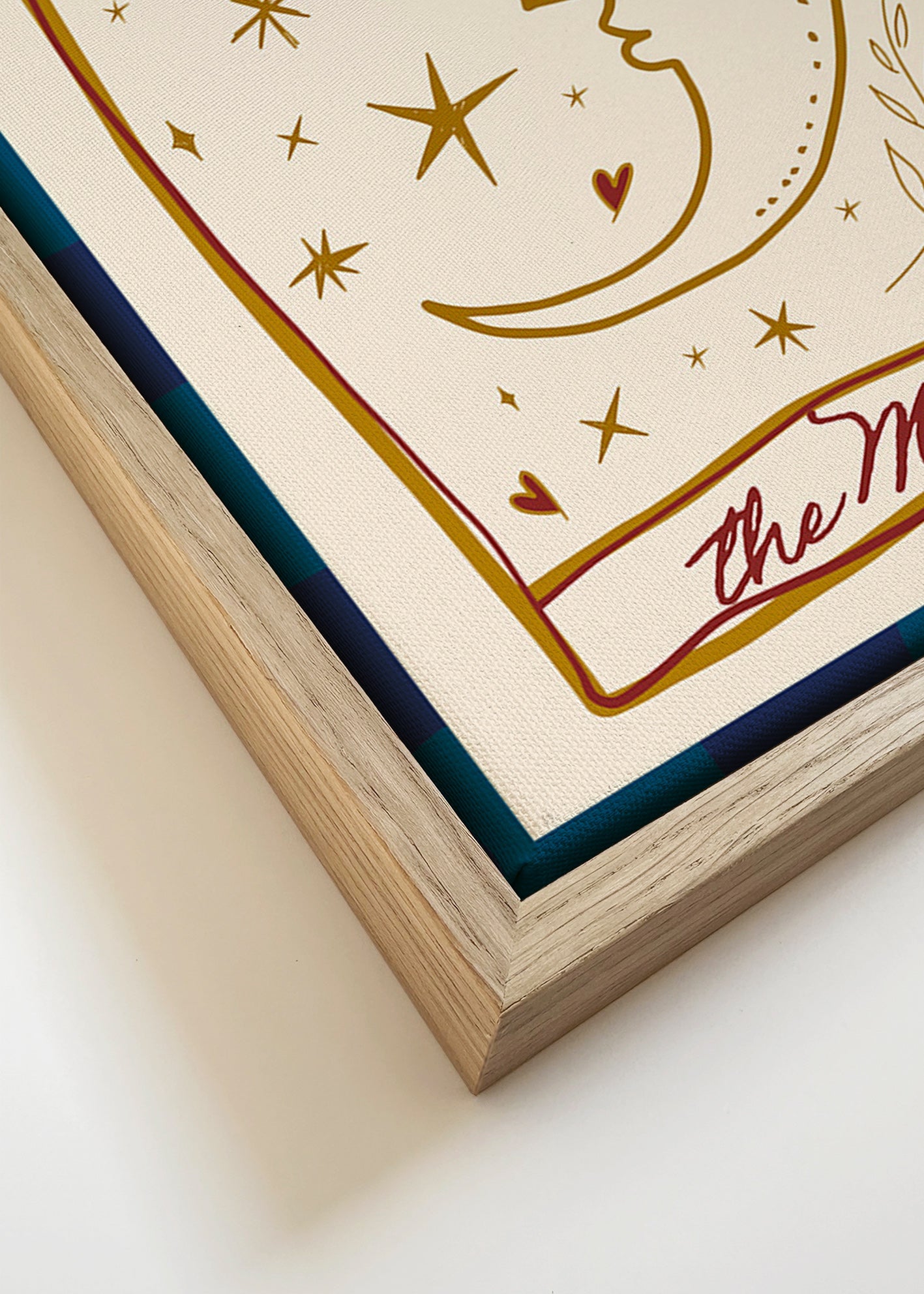 Ilustración lunar con rostro y estrellas – Canvas detail