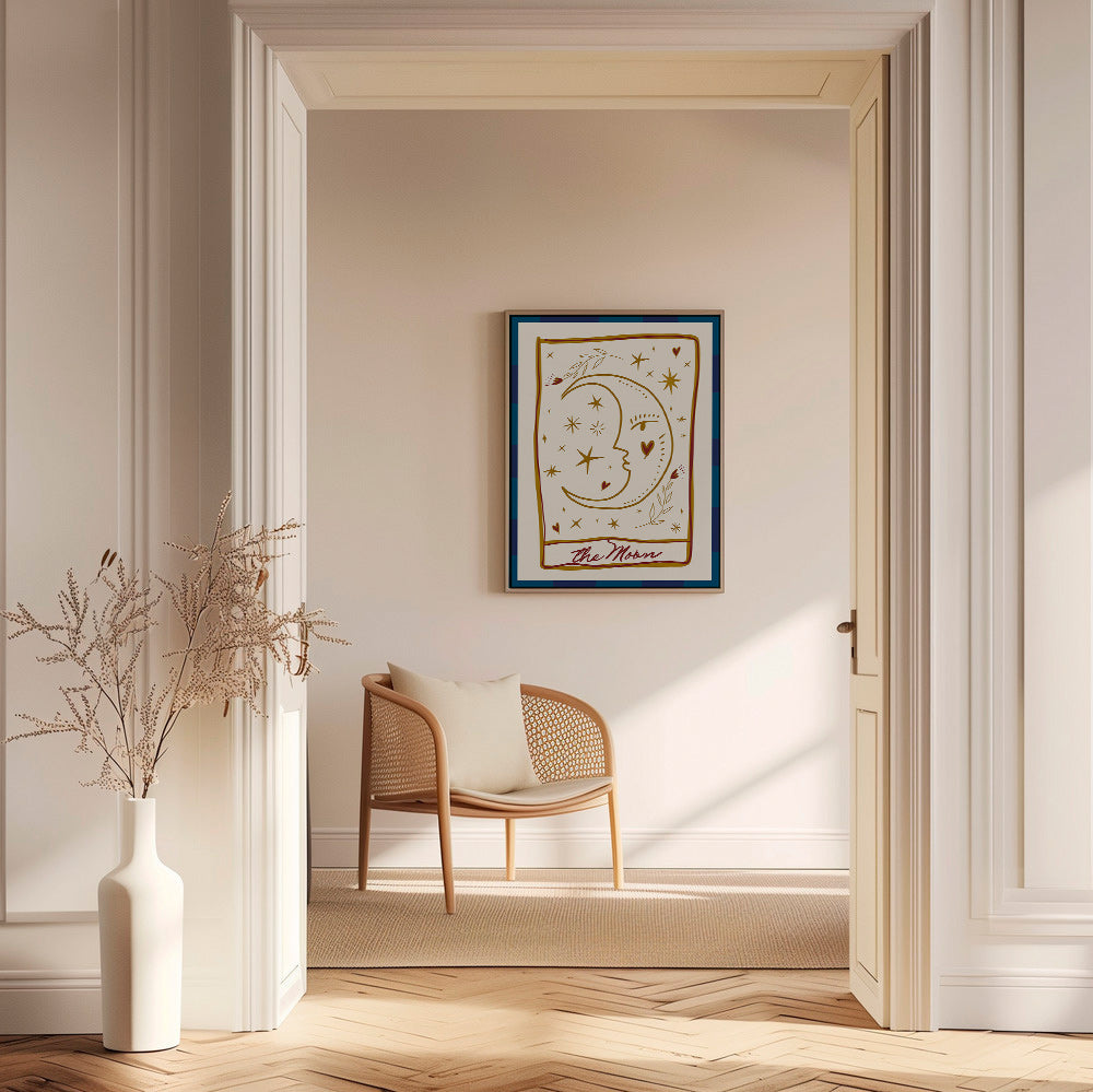 Ilustración lunar con rostro y estrellas – Canvas1