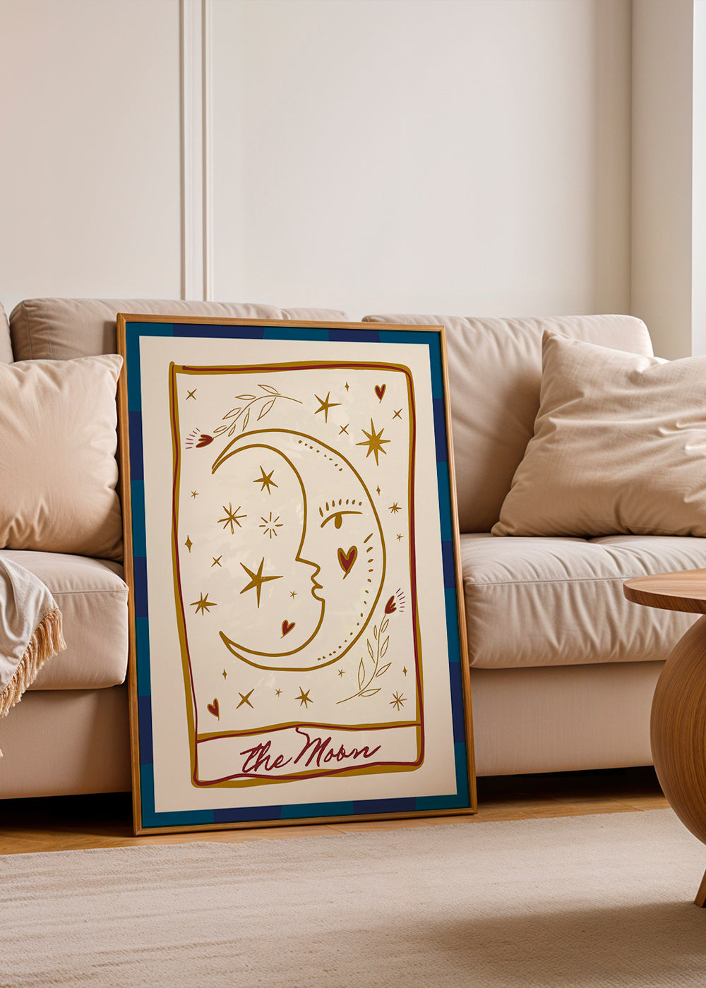 Ilustración lunar con rostro y estrellas – Product1