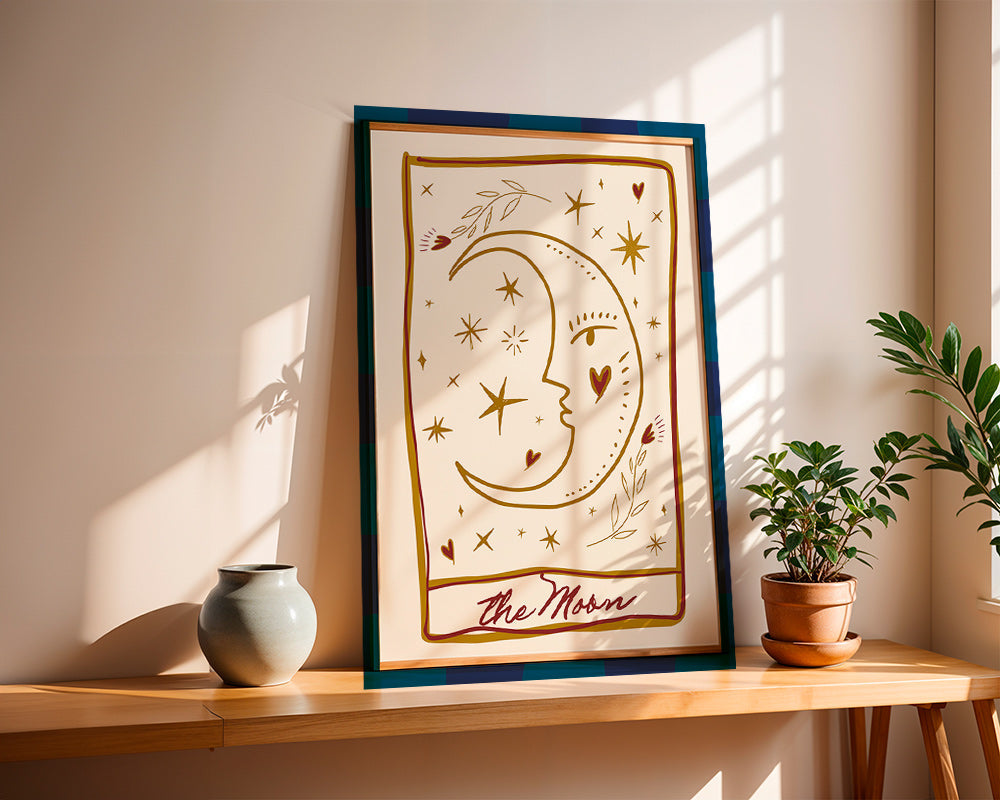 Ilustración lunar con rostro y estrellas – Product2