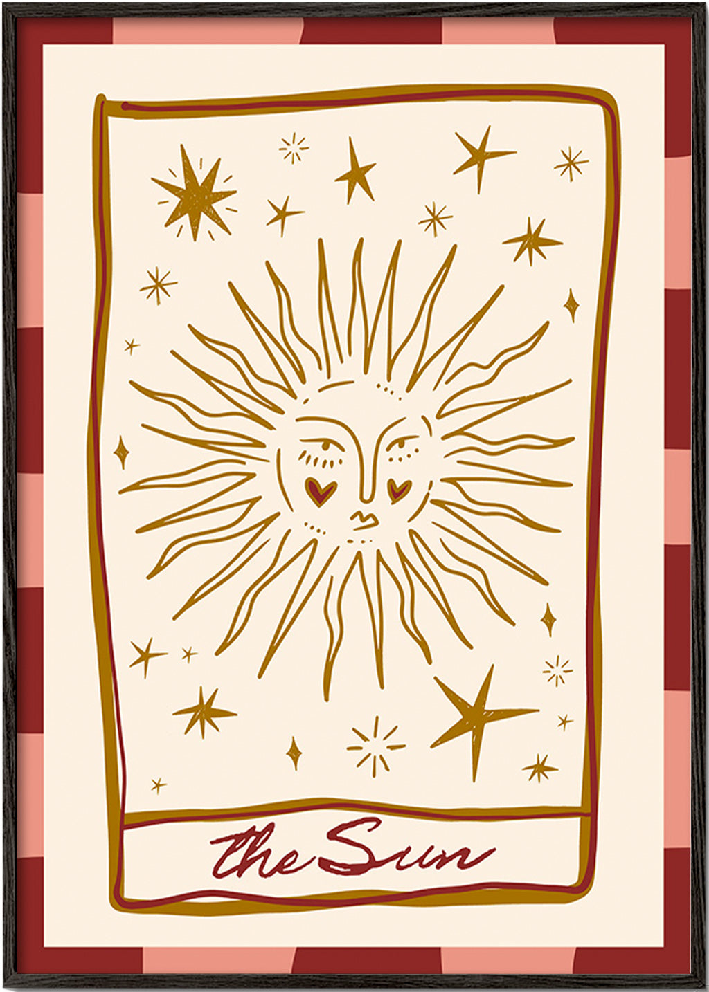 Ilustración del sol estilo carta vintage – Black Frame