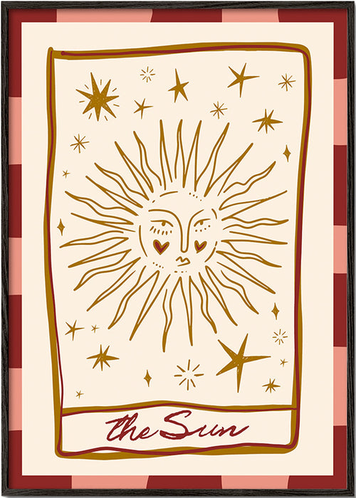 Ilustración del sol estilo carta vintage – Black Frame