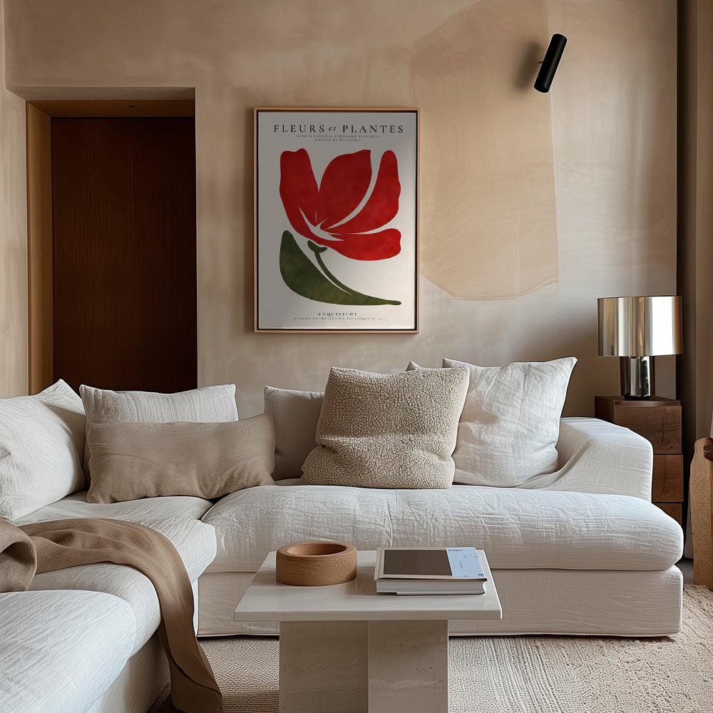 Lámina botánica con coquelicot rojo estilizado – Canvas1