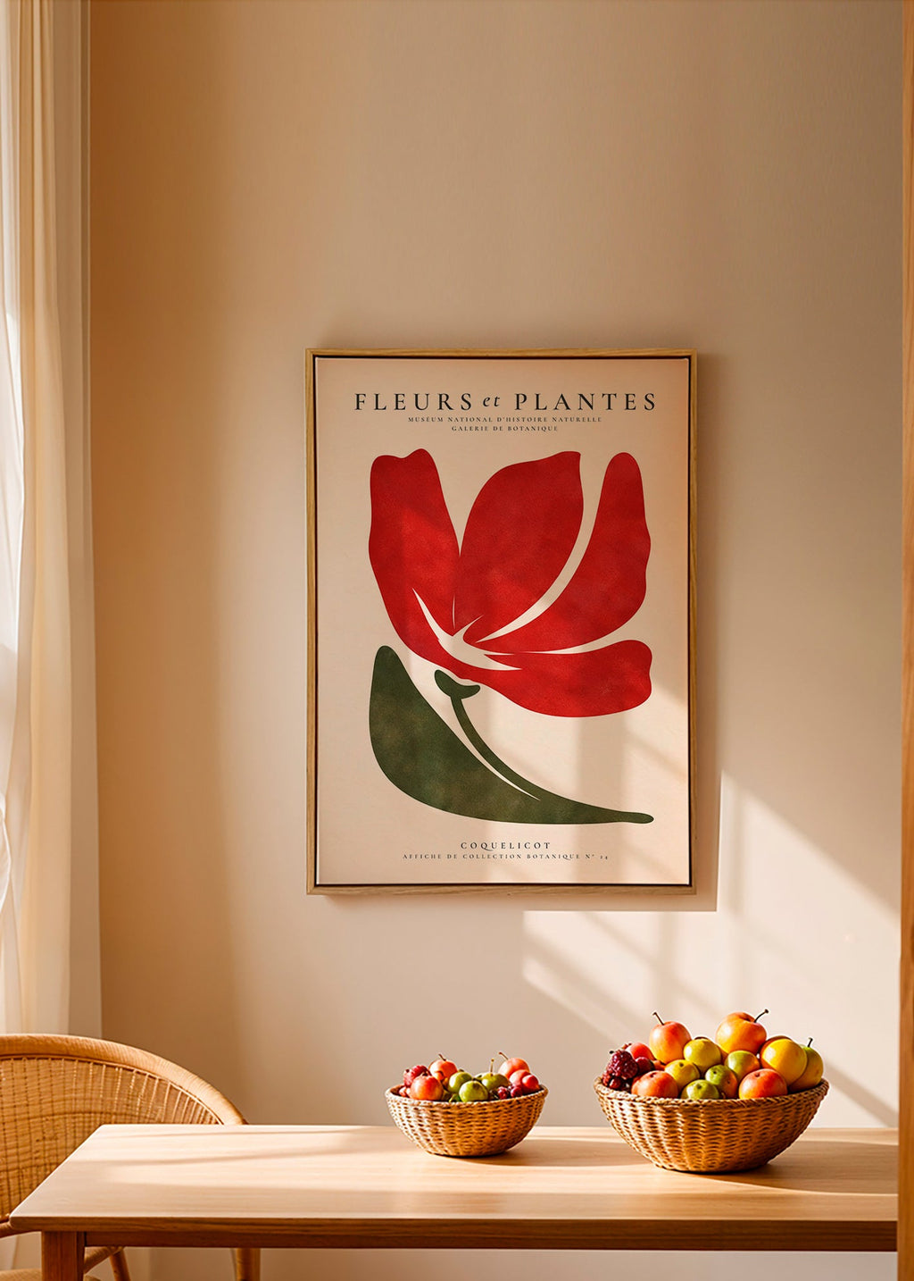 Lámina botánica con coquelicot rojo estilizado – Canvas2