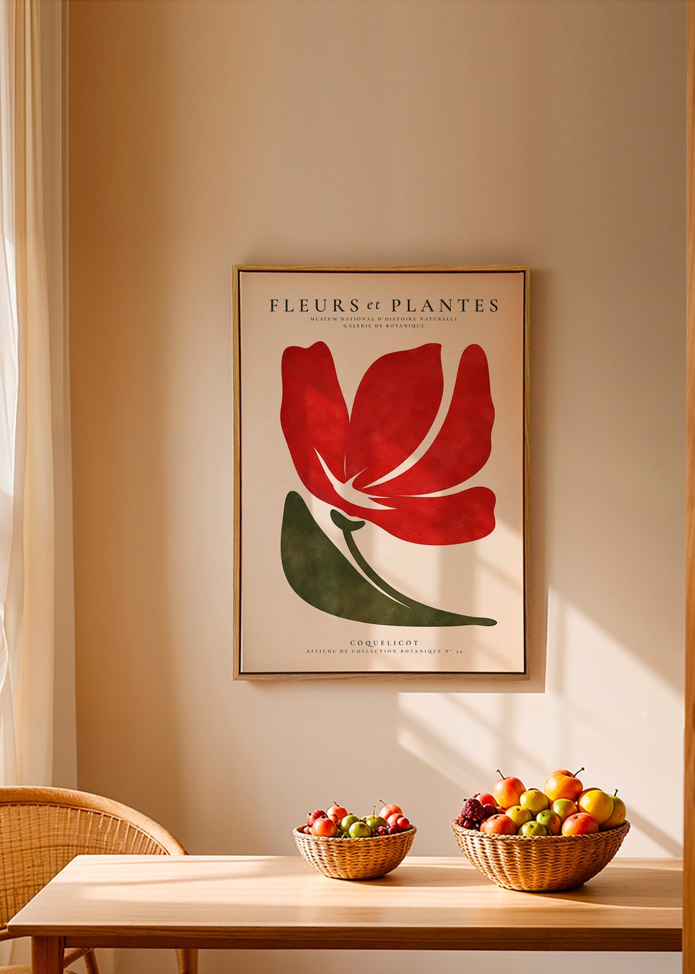 Lámina botánica con coquelicot rojo estilizado – Canvas2