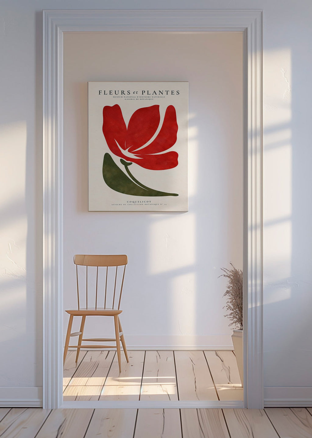 Lámina botánica con coquelicot rojo estilizado – Canvas