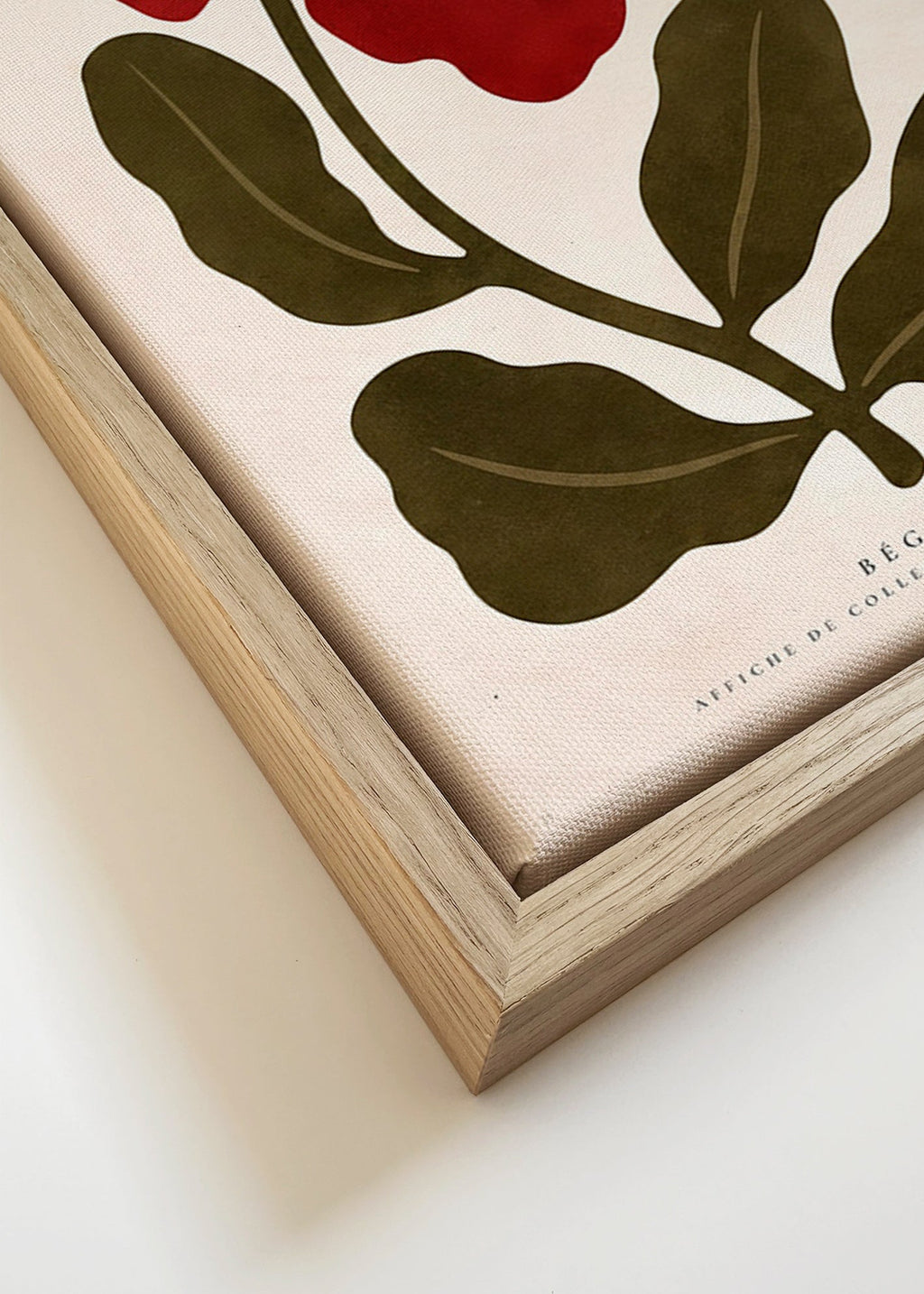 Lámina botánica: Begonia roja estilizada – Canvas detail