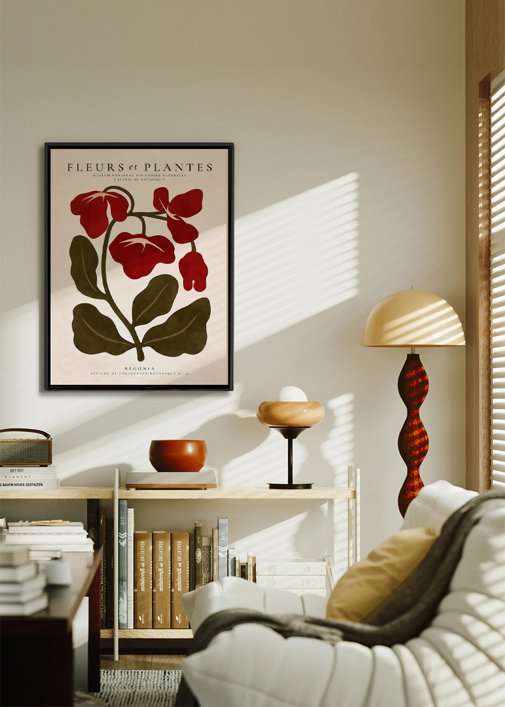 Lámina botánica: Begonia roja estilizada – Canvas1