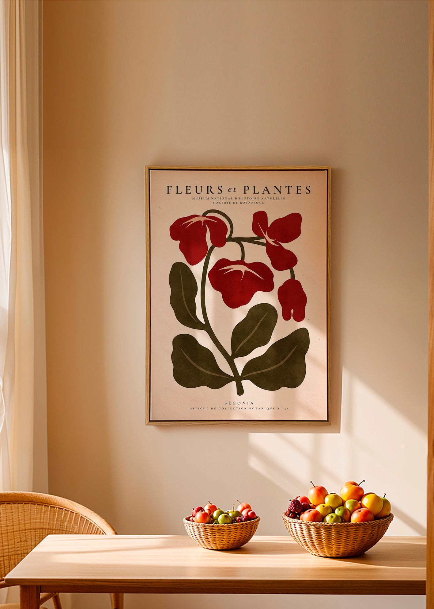 Lámina botánica: Begonia roja estilizada – Canvas2