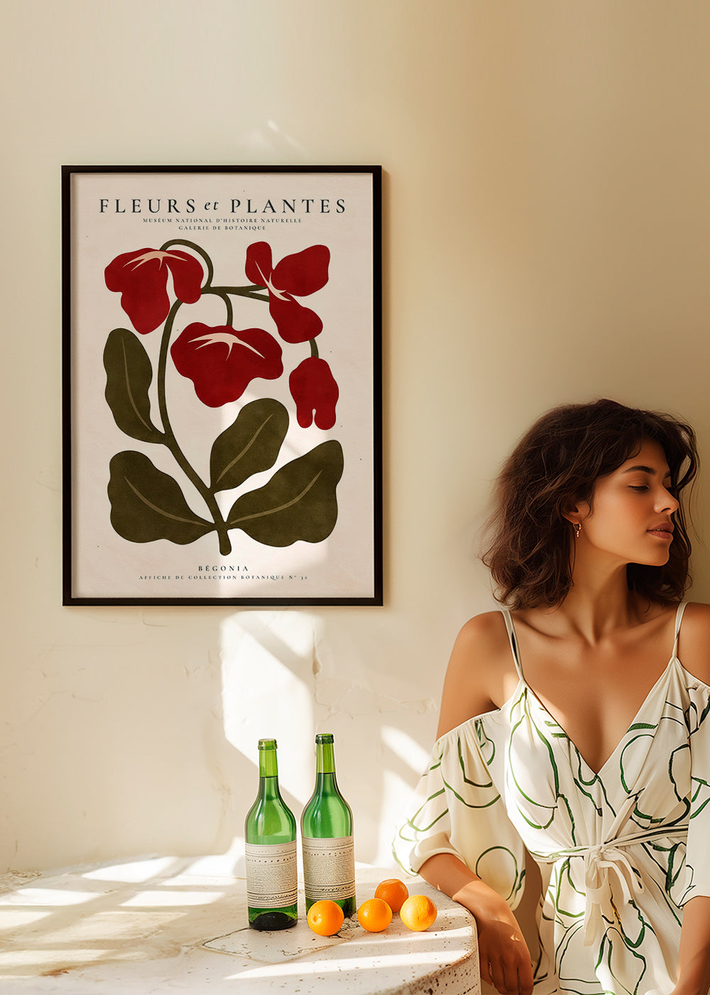 Lámina botánica: Begonia roja estilizada – Product1