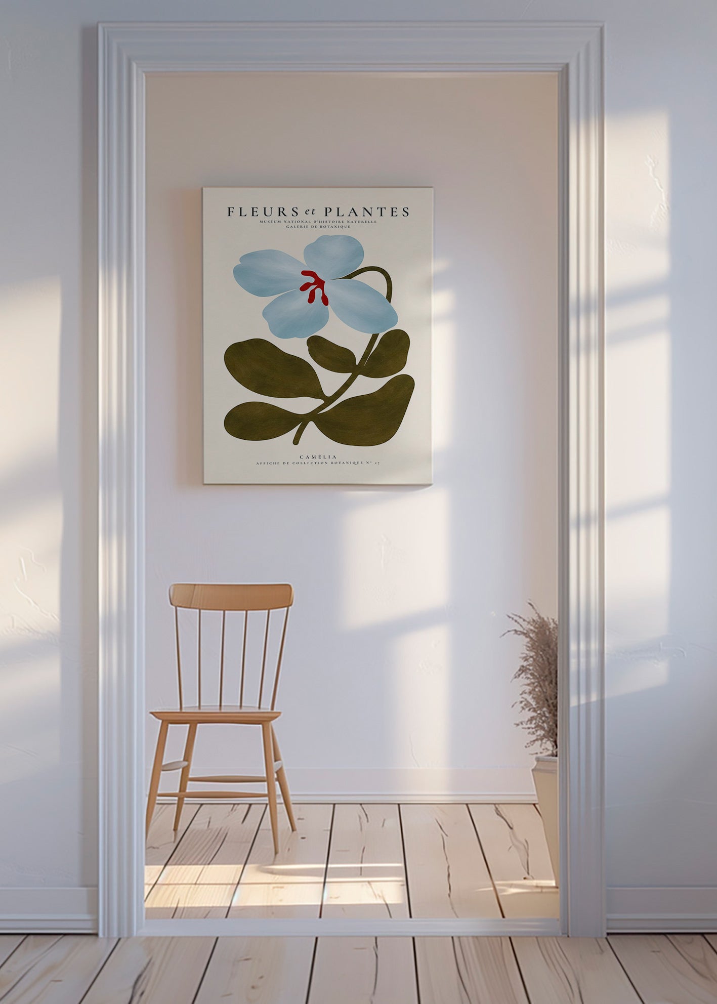 Lámina botánica Camelia azul – Canvas