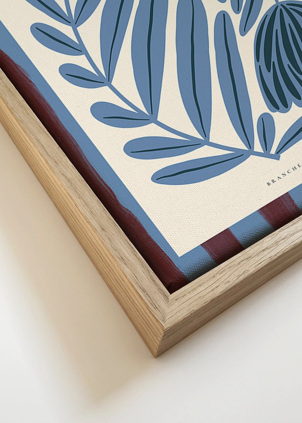 Lámina botánica azul de acacia estilizada – Canvas detail
