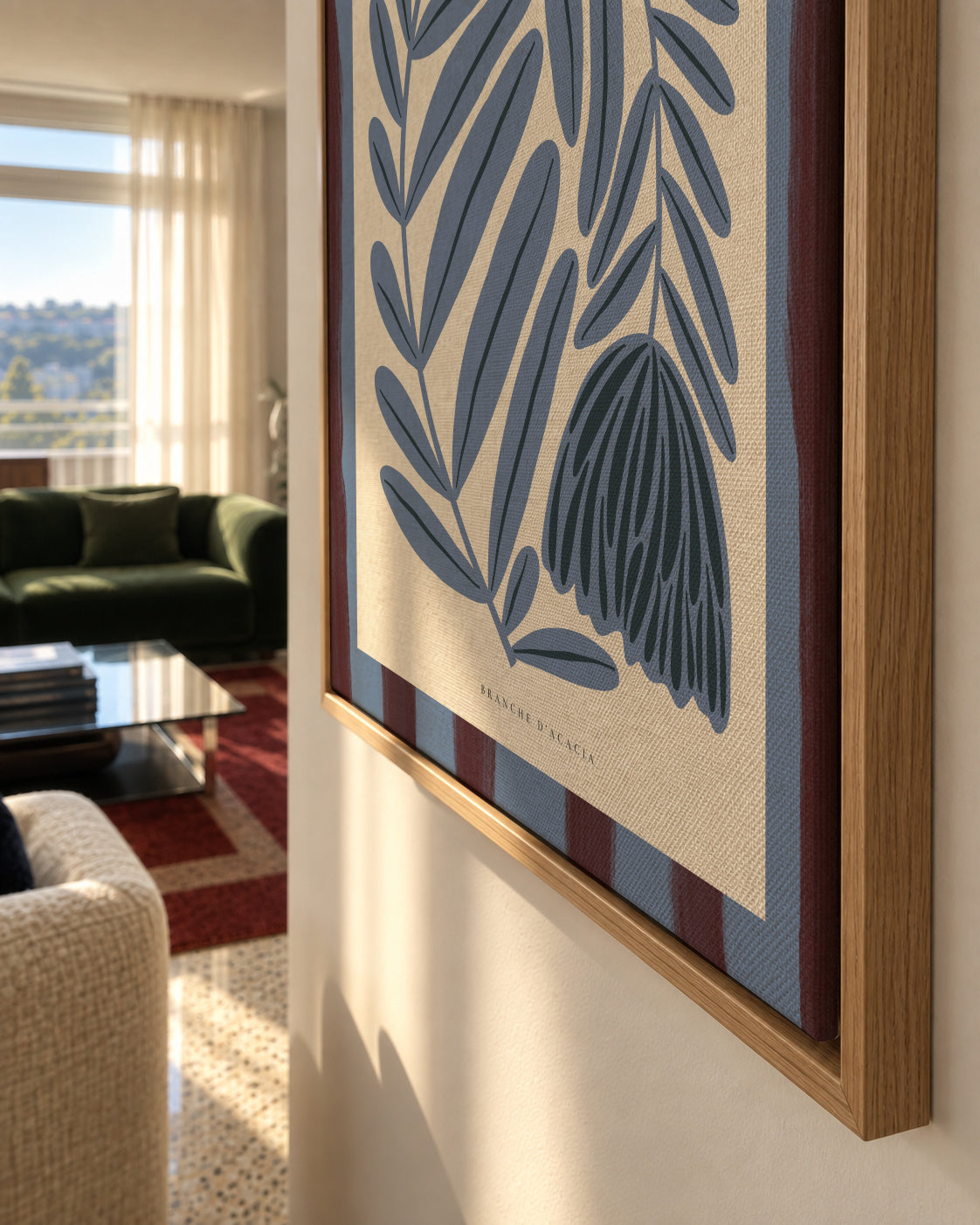 Blue Acacia - Framed canvas detail