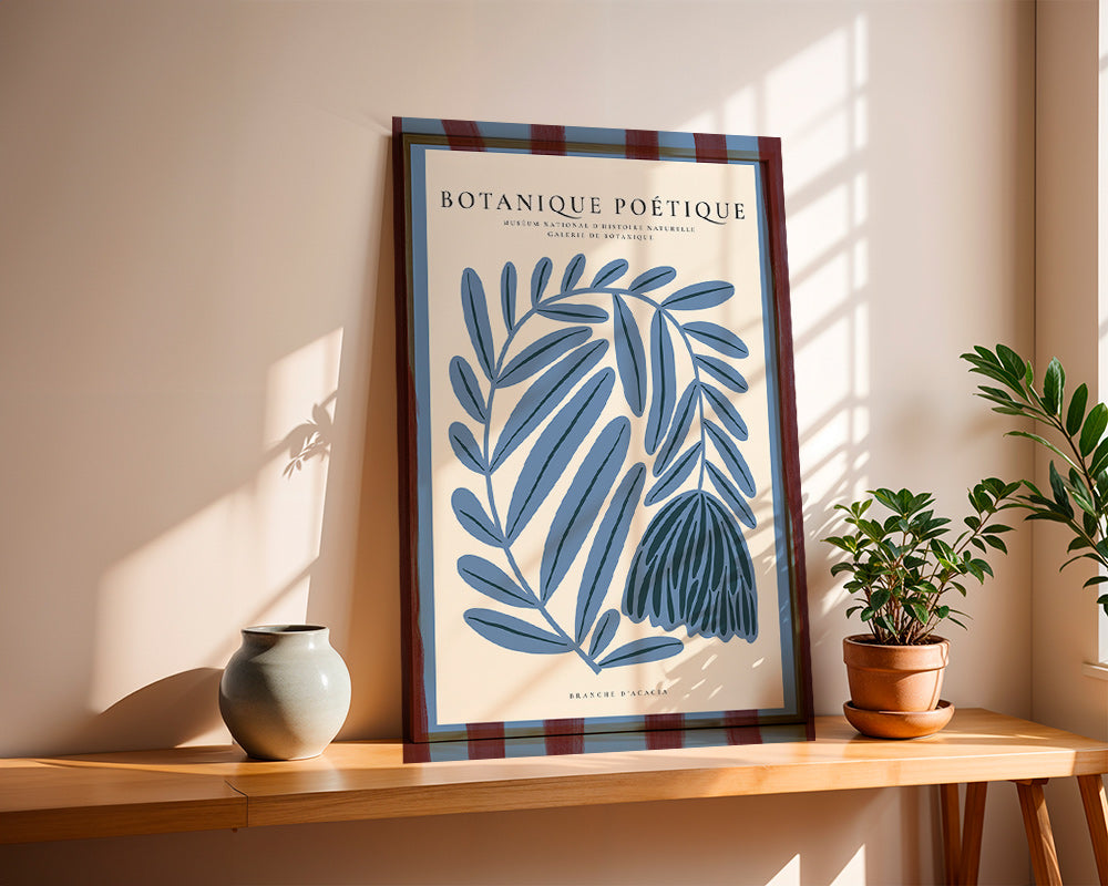 Lámina botánica azul de acacia estilizada – Product1