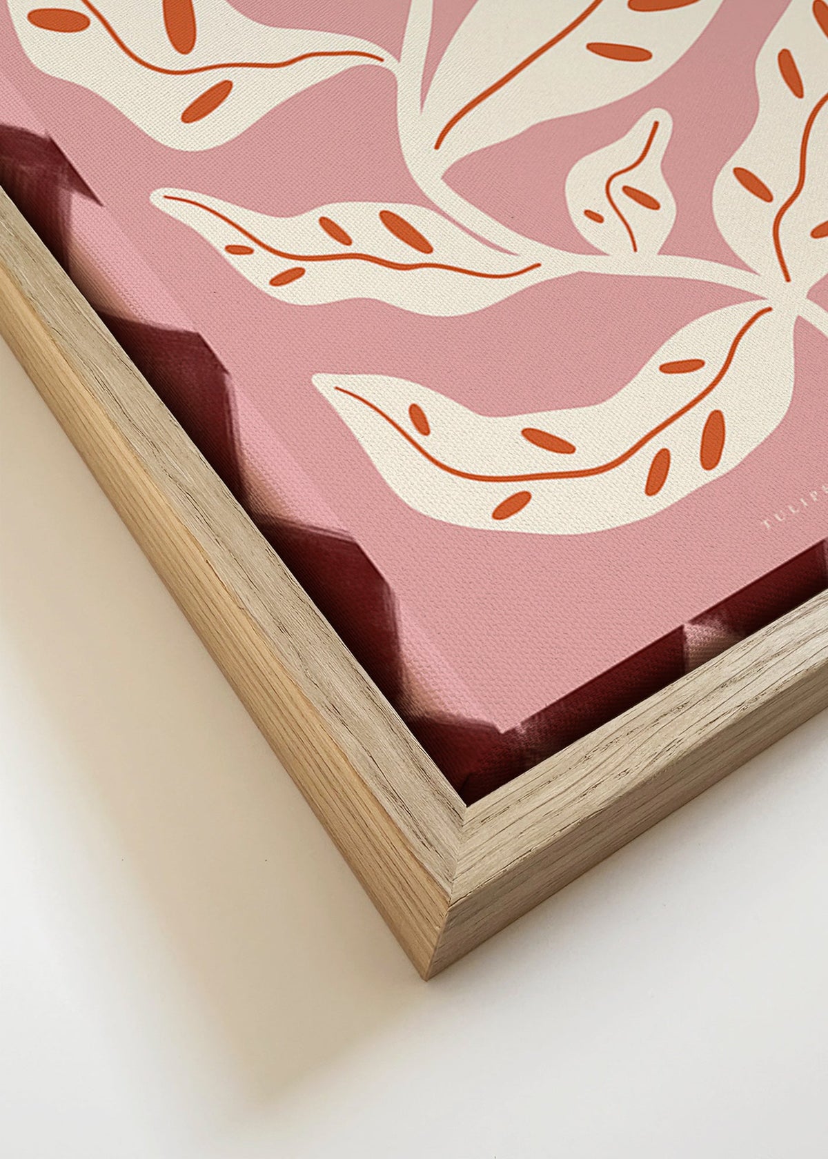Lámina botánica con flor estilizada rosa – Canvas detail