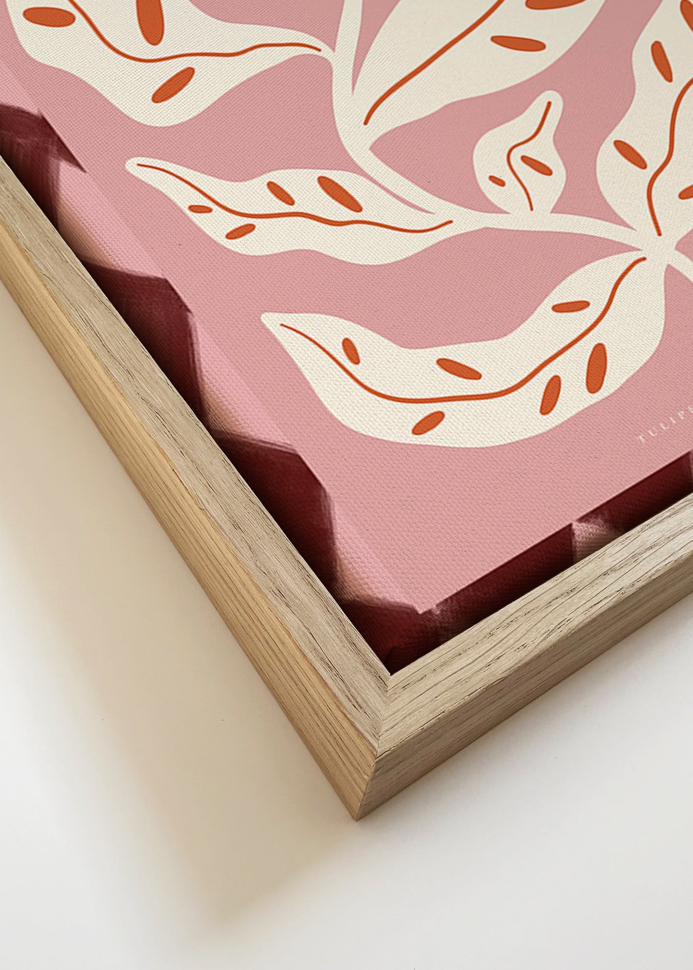 Lámina botánica con flor estilizada rosa – Canvas detail