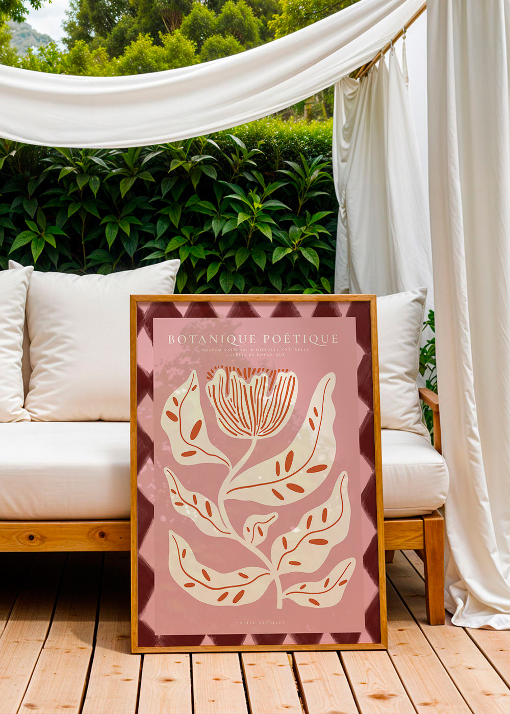 Lámina botánica con flor estilizada rosa – Product3