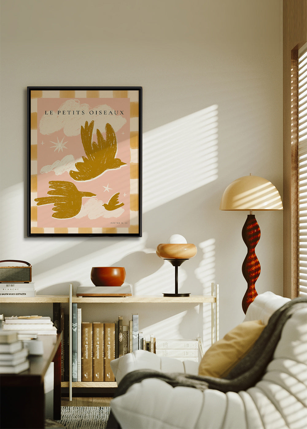 Cuadro Pájaros dorados sobre fondo rosa – Canvas2