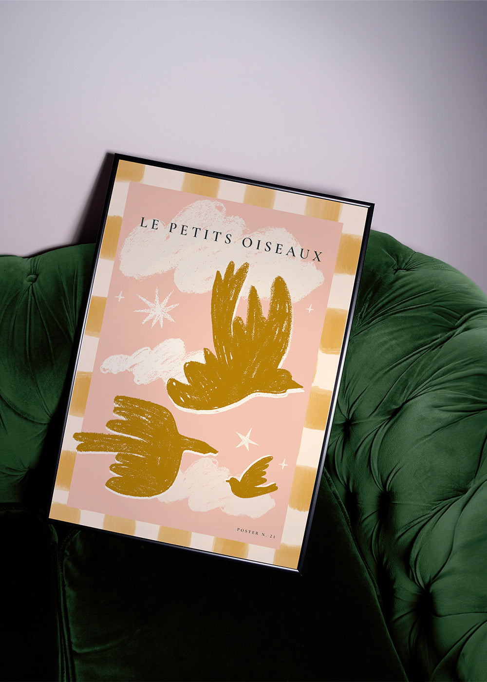 Cuadro Pájaros dorados sobre fondo rosa – Product3