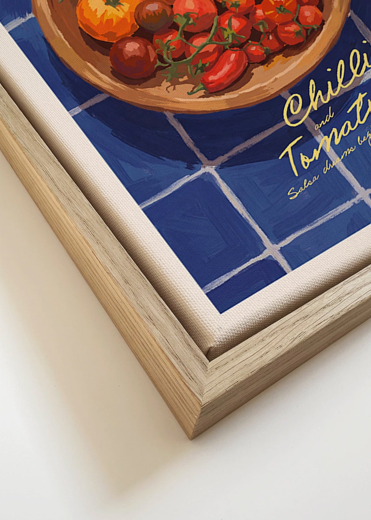 Cuadro de cocina con chiles y tomates ilustrados – Canvas detail