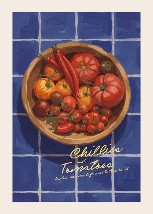 Chillies and Tomatoes - Unframed art print