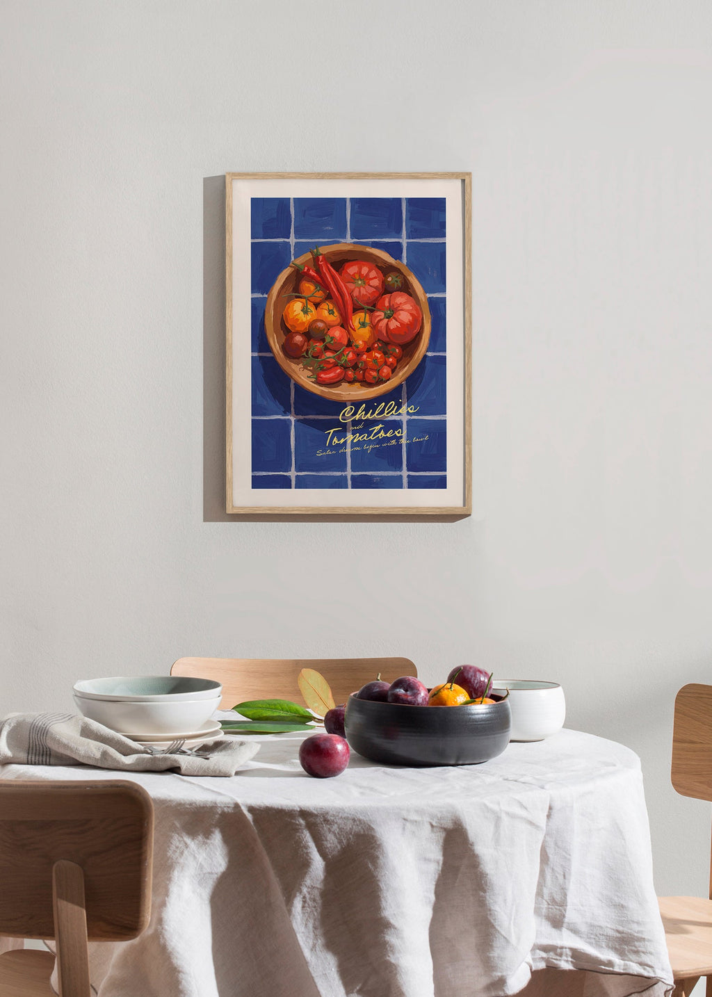 Cuadro de cocina con chiles y tomates ilustrados – Product1