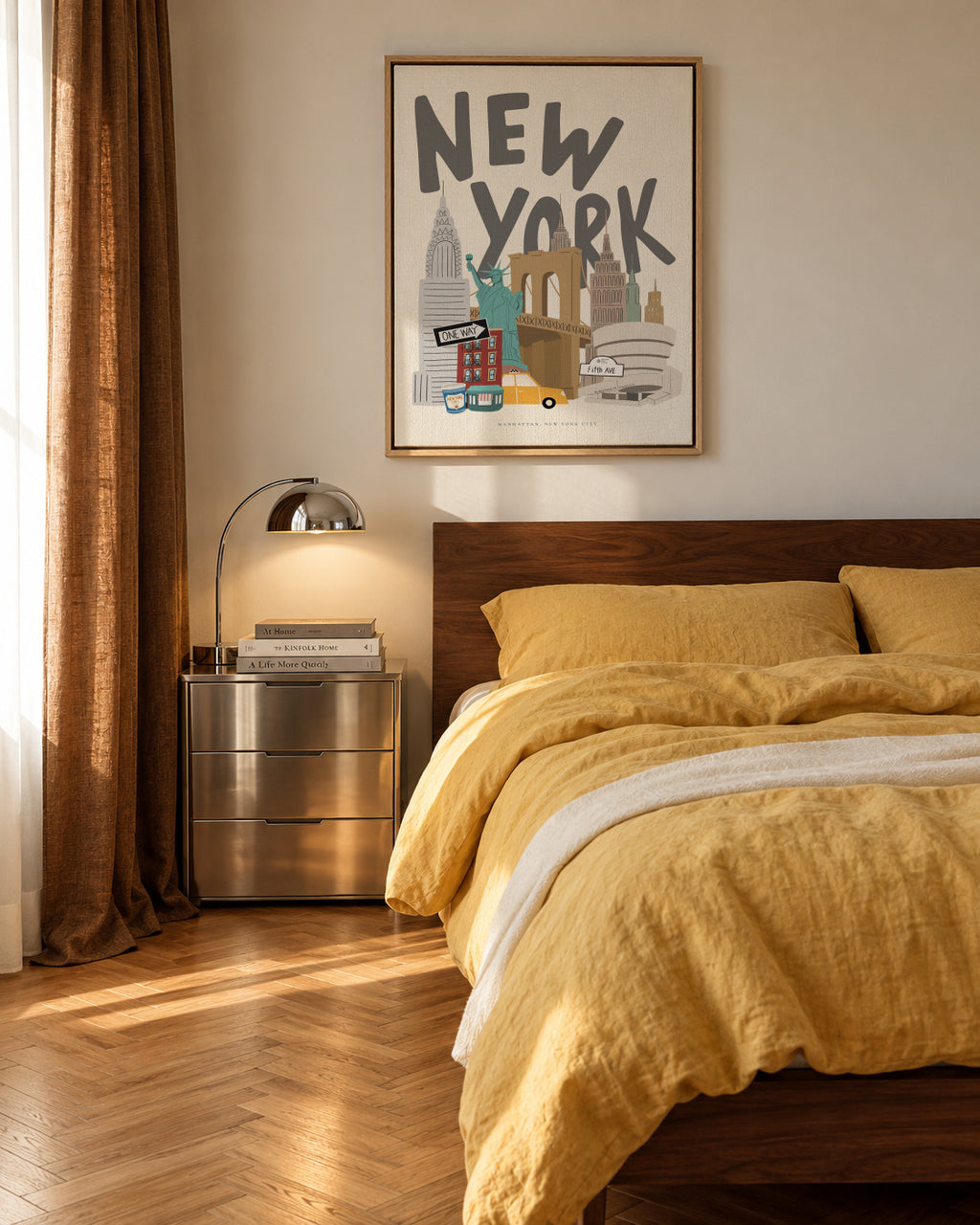 New York Icons - Framed canvas in an interior