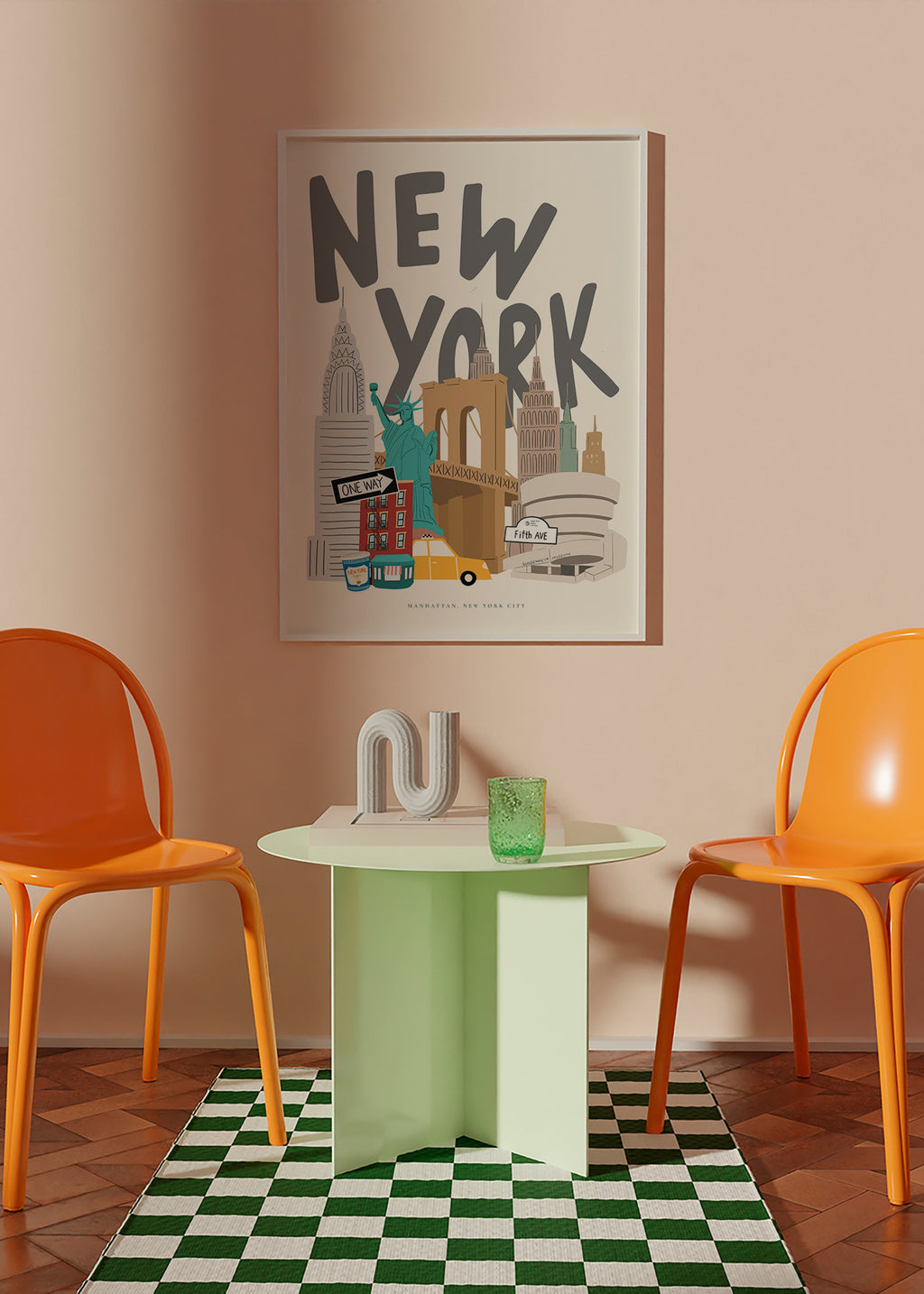 Cuadro de ciudades con iconos de New York – Product1