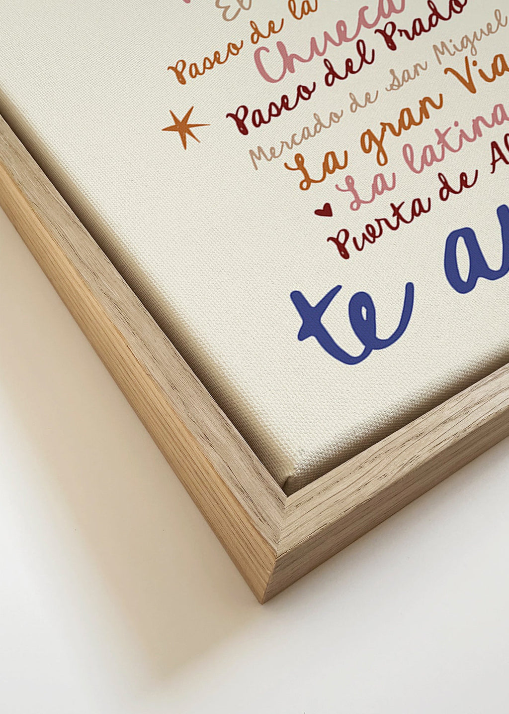 Cuadro de ciudades Madrid con lettering icónico – Canvas detail