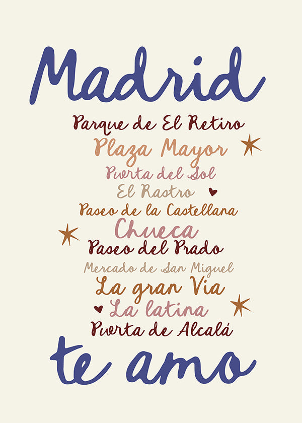 Cuadro de ciudades Madrid con lettering icónico