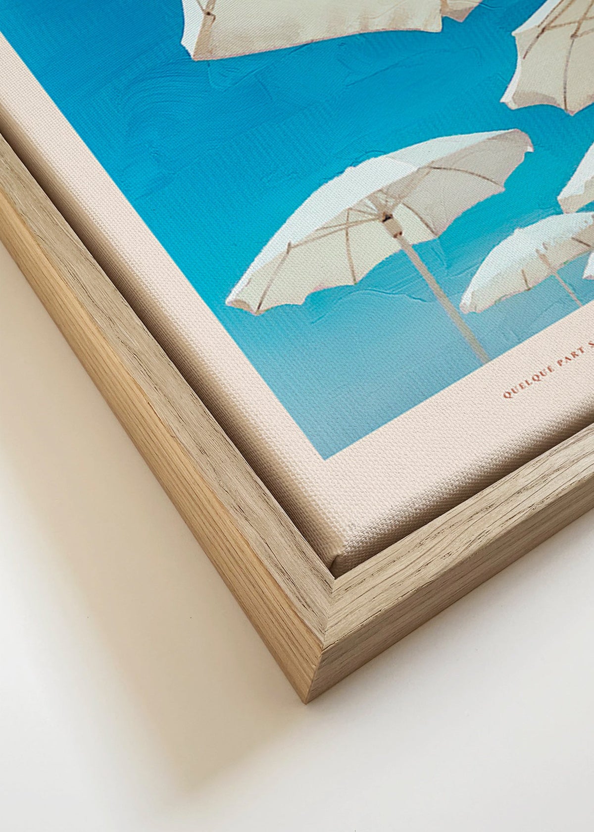 Cuadro de paisaje: playa con parasoles y cielo azul – Canvas detail