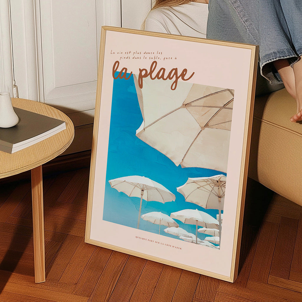 Cuadro de paisaje: playa con parasoles y cielo azul – Product3