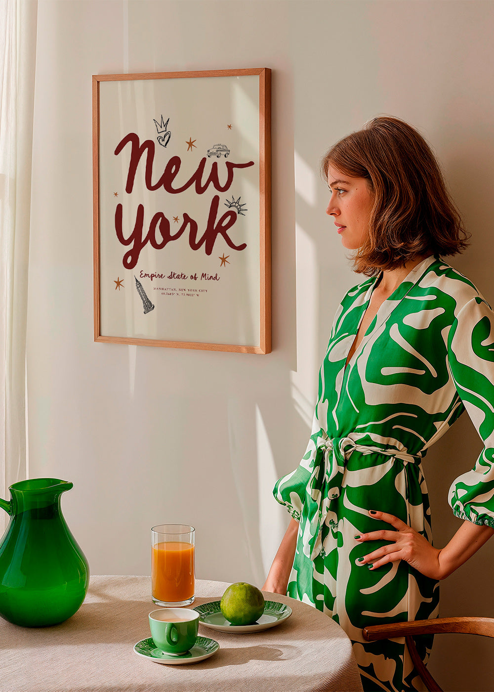 Cuadro de ciudades New York con lettering burdeos – Product3