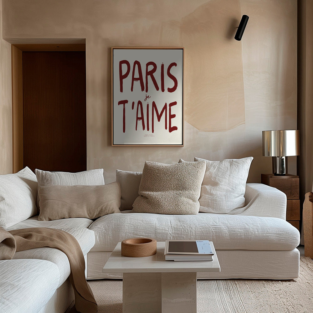 Cuadro de ciudades tipográfico Paris je t'aime – Canvas1