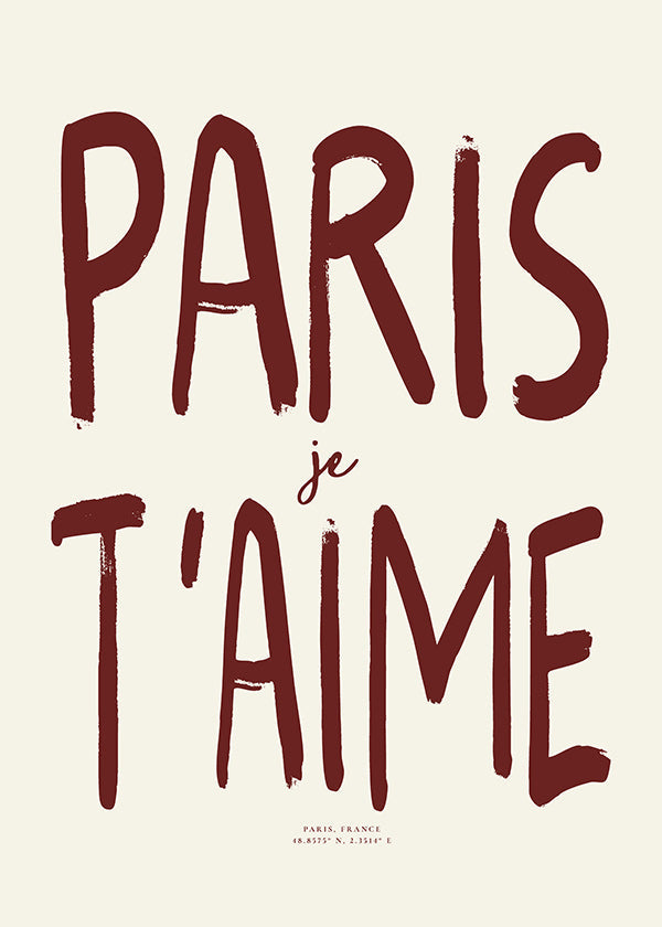 Cuadro de ciudades tipográfico Paris je t'aime