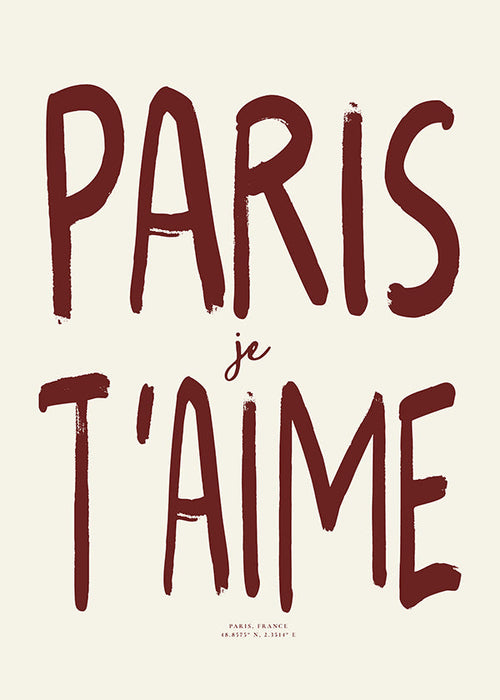 Cuadro de ciudades tipográfico Paris je t'aime