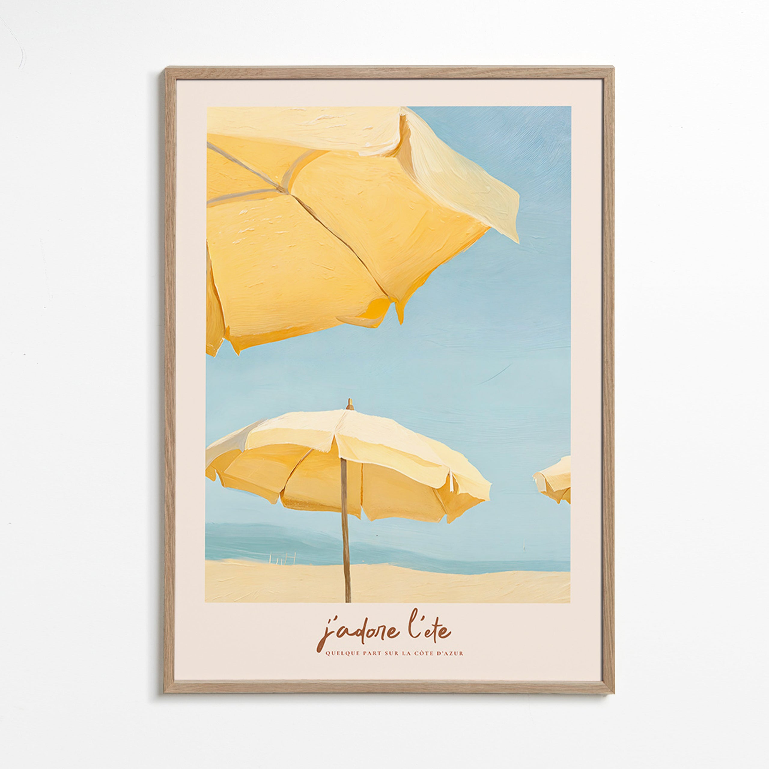 Cuadro de paisaje con parasoles amarillos – Oak Frame
