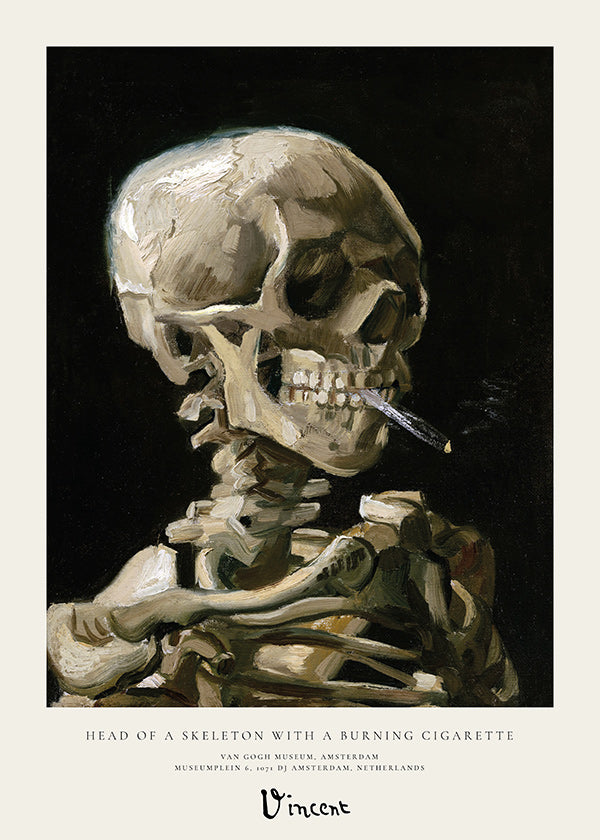 Cuadro vintage con calavera fumando