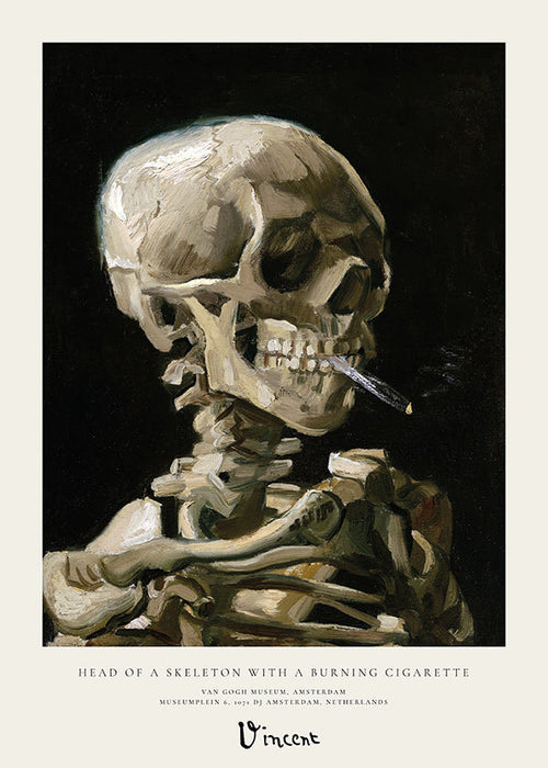 Cuadro vintage con calavera fumando