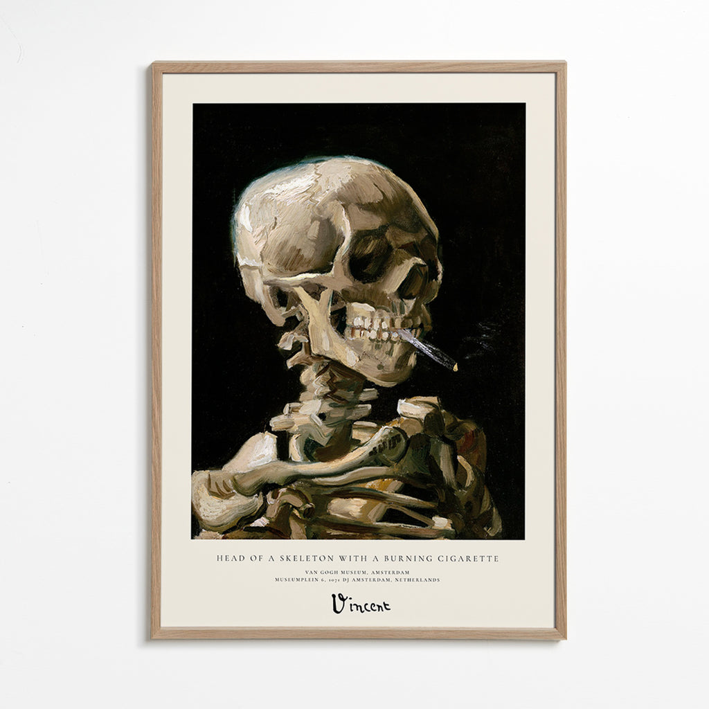 Cuadro vintage con calavera fumando – Oak Frame
