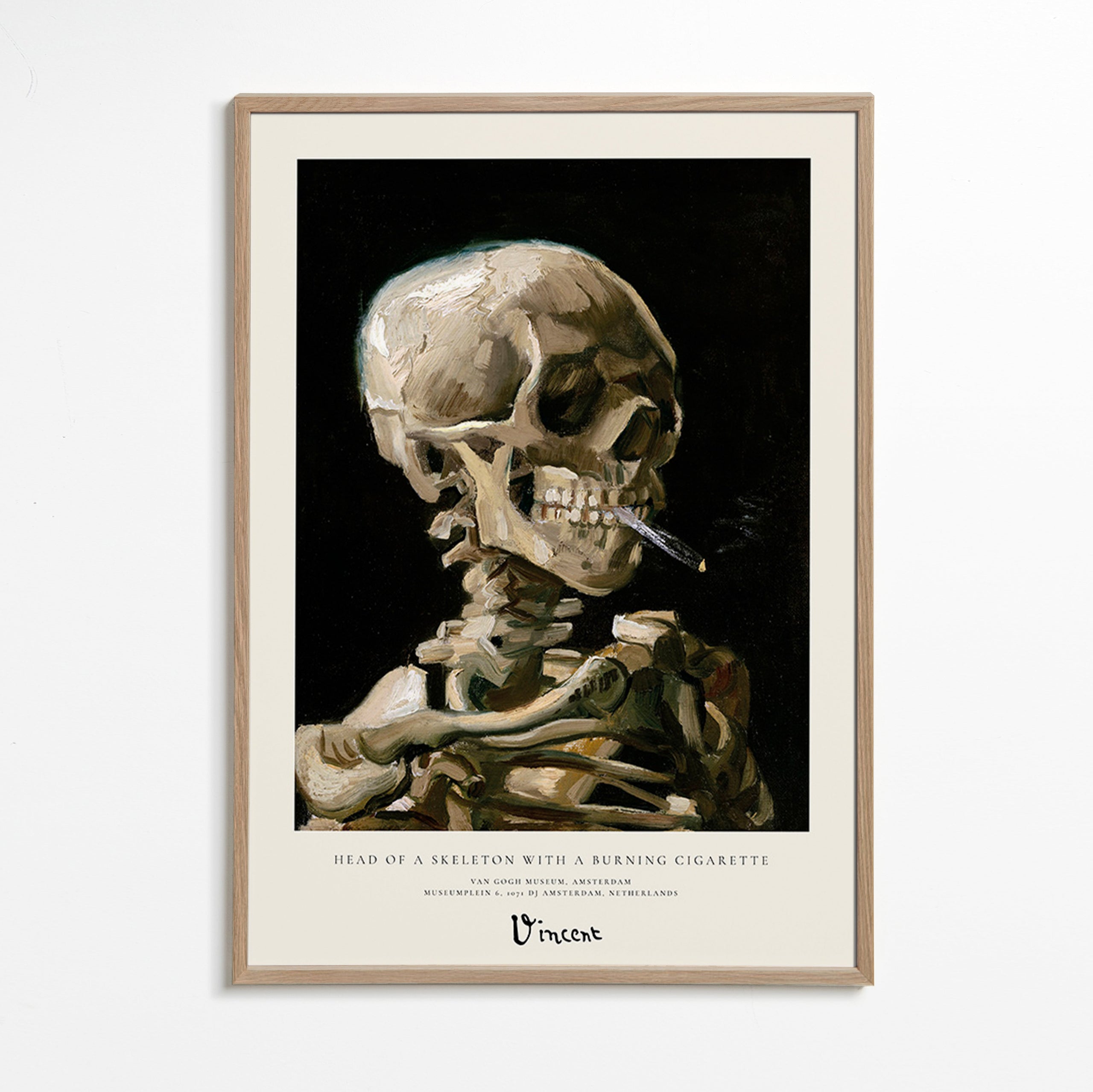 Cuadro vintage con calavera fumando – Oak Frame