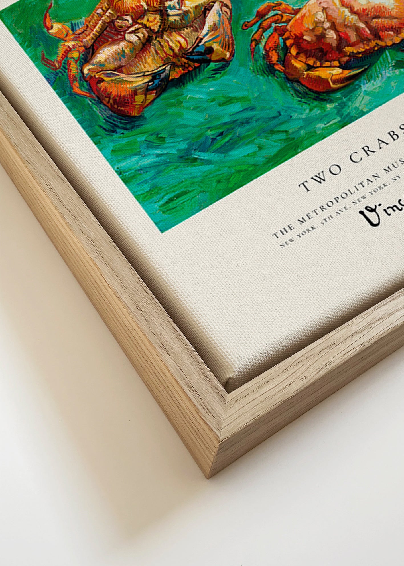 Cuadro Two Crabs de Van Gogh con cangrejos sobre fondo verde – Canvas detail